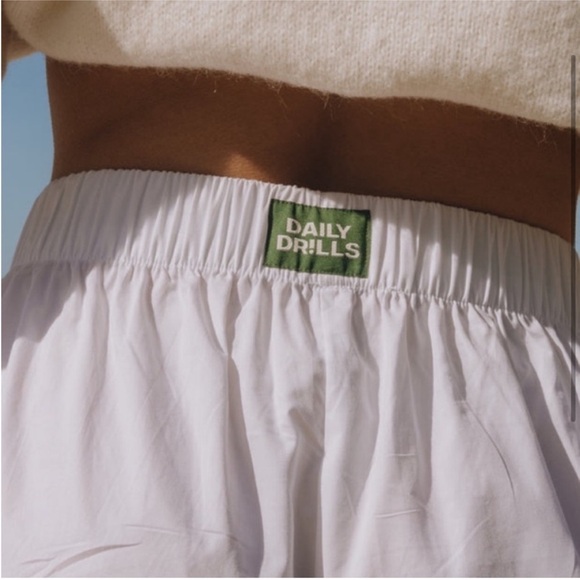 Daily Drills Women's White Poplin Boxer Shorts - Picture 2 of 6
